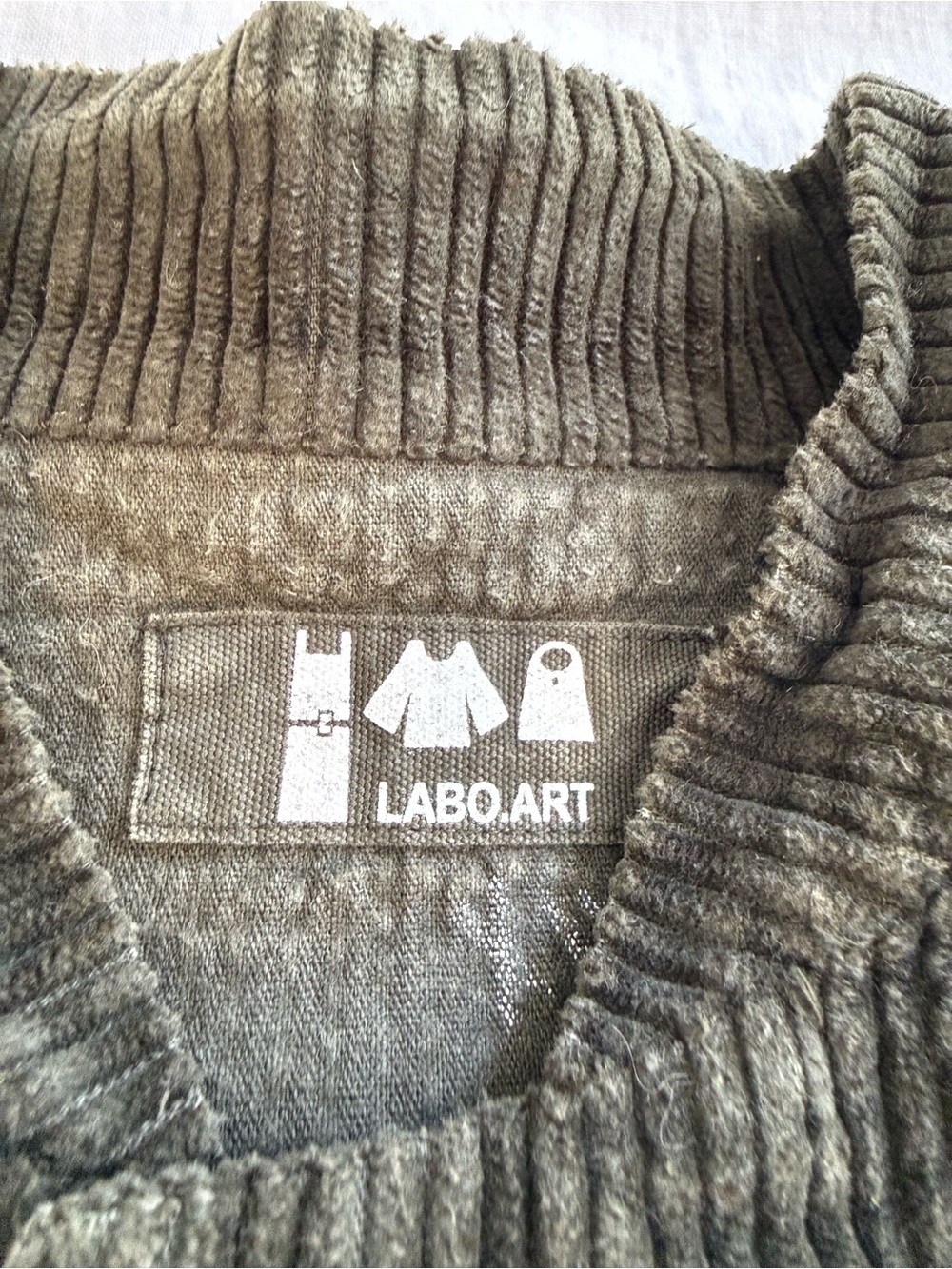 Labo.Art Giacca Pina Velluto Lichene Green Corduroy Coat Chore Jacket - Picture 10 of 11